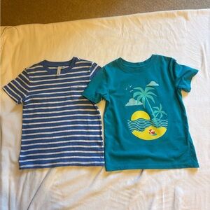 Cat & Jack Blue Striped Tee + Teal Palm Graphic Short Sleeve Set size 5T boy